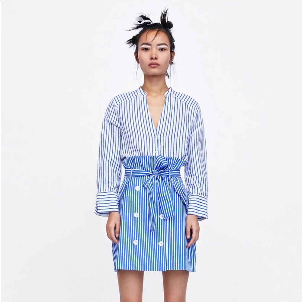Zara striped paper bag waist skirt-Medium